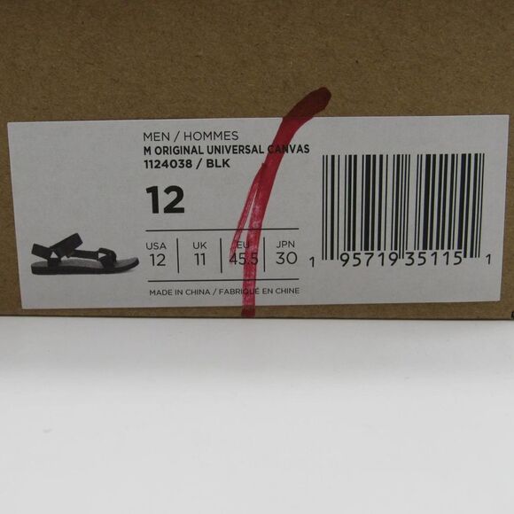 TEVA ORIGINAL UNIVERSAL CANVAS MEN\'S SANDALS IN BLACK SZ 12 main image 9